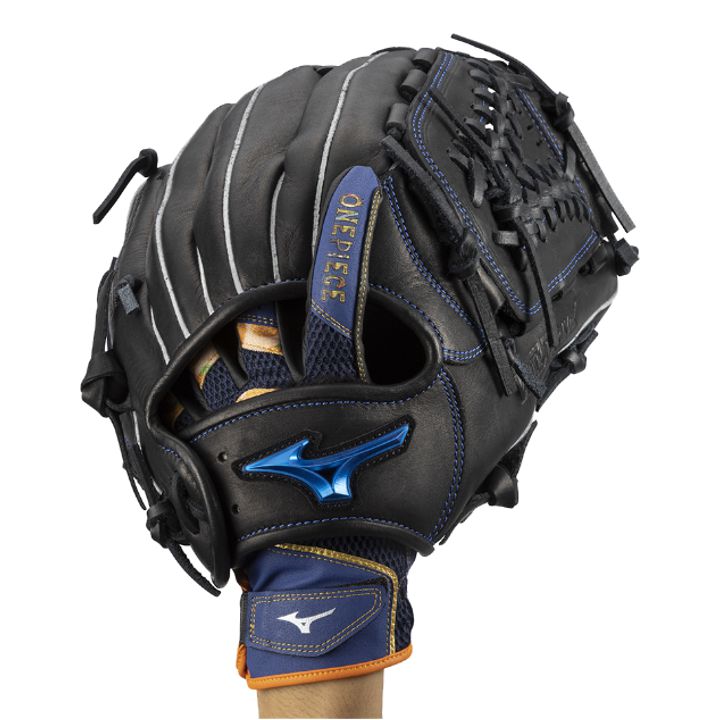 ミズノ Mizuno 守備手袋 ブルー×オレンジ×ゴールド 一般 1EJED086