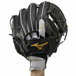 ミズノプロ Mizuno pro 守備手袋 グレー×ブラック 右投げ用 一般 1EJED804 -刺繍対応