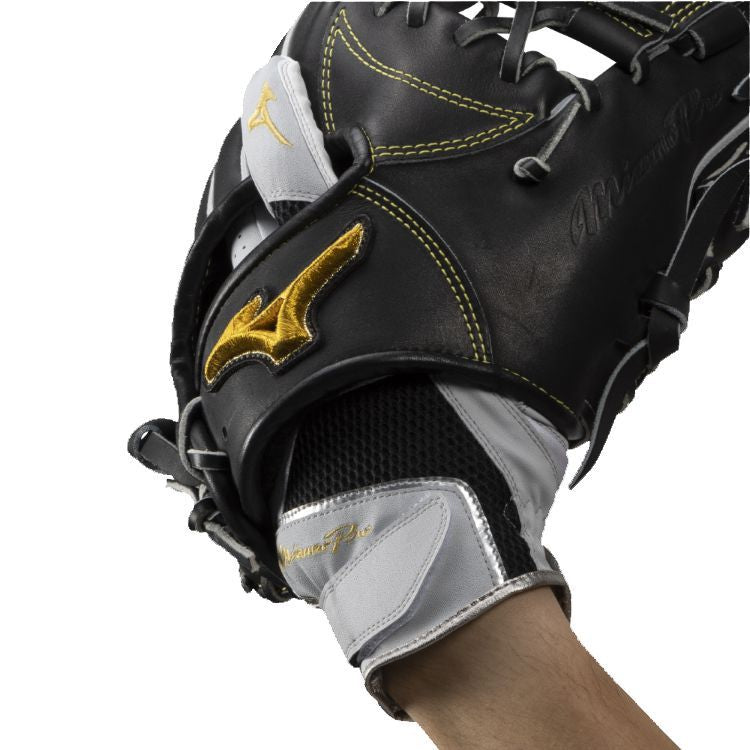 ミズノプロ Mizuno pro 守備手袋 グレー×ブラック 右投げ用 一般 1EJED804 -刺繍対応