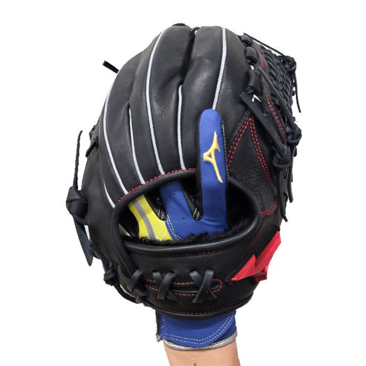 ミズノプロ MizunoPro 守備手袋 右投げ ブルー×イエロー 一般 1EJED854 -刺繍対応