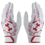 アンダーアーマー UNDER ARMOUR バッティンググローブ White×Red 一般 6001310 -刺繍対応