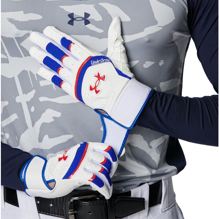アンダーアーマー UNDER ARMOUR バッティンググローブ White×Team Royal 一般 6001314 -刺繍対応