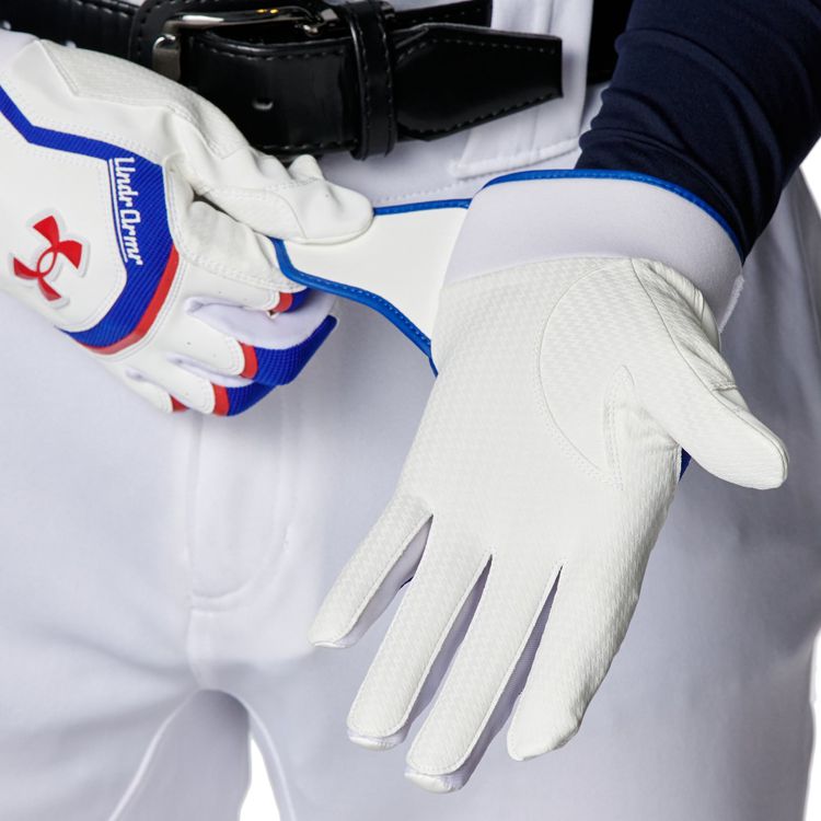 アンダーアーマー UNDER ARMOUR バッティンググローブ White×Team Royal 一般 6001314 -刺繍対応