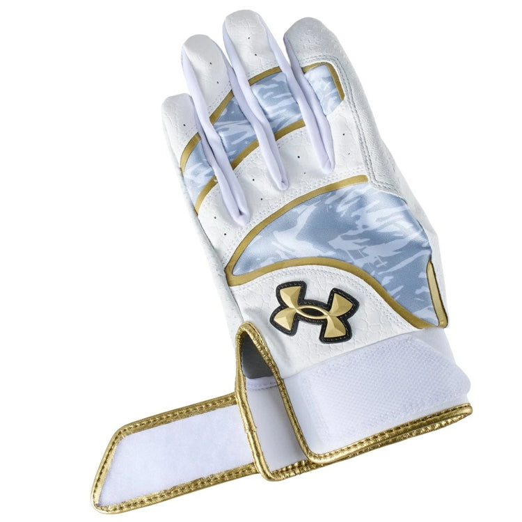 アンダーアーマー UNDER ARMOUR バッティンググローブ White×Metallic Gold 一般 6012834 -刺繍対応