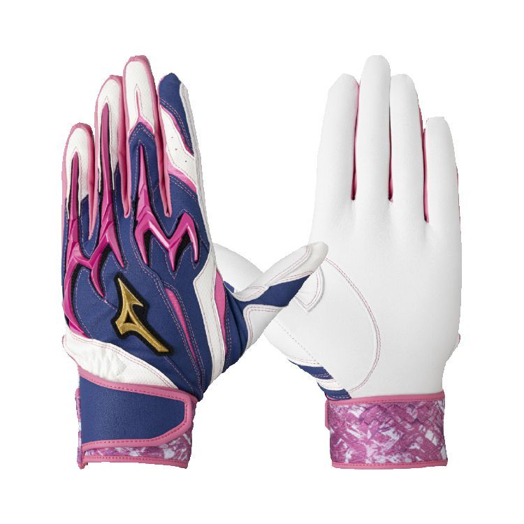 ミズノプロ MizunoPro バッティンググローブ ブルー×ピンク×ピンク 一般 1EJEA576 -刺繍対応