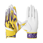 ミズノプロ MizunoPro バッティンググローブ イエロー×パープル×グレー 一般 1EJEA576 -刺繍対応