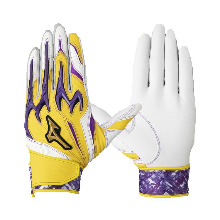 ミズノプロ MizunoPro バッティンググローブ イエロー×パープル×グレー 一般 1EJEA576 -刺繍対応
