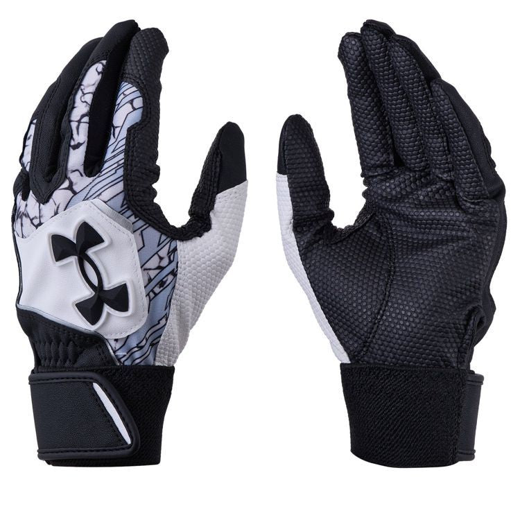アンダーアーマー UNDER ARMOUR バッティンググローブ Black×White×Black ジュニア 6001317 -刺繍対応