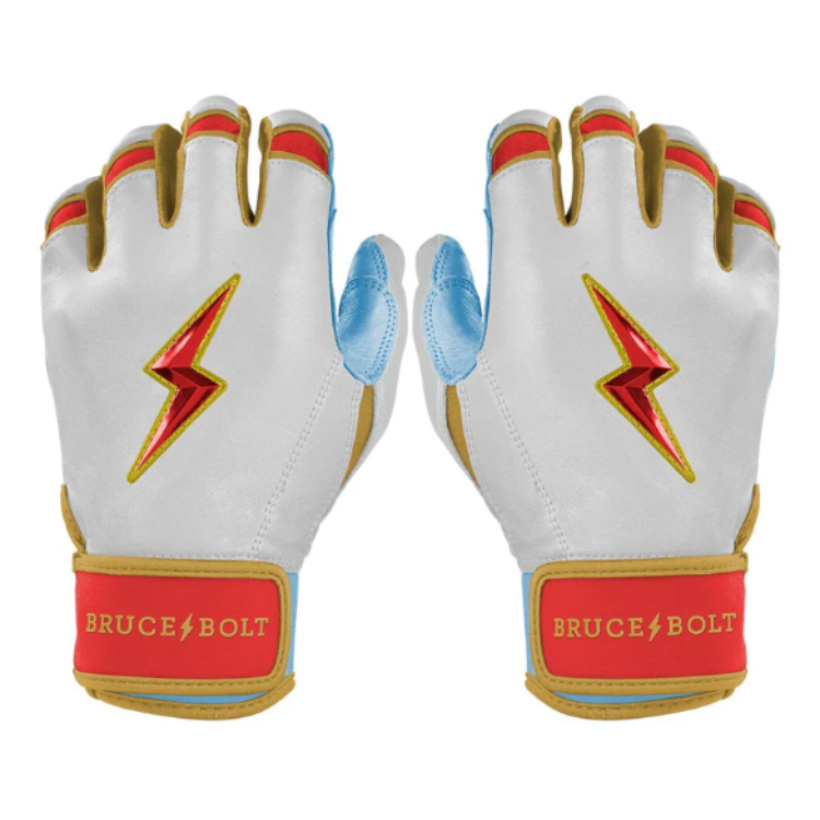 BRUCE BOLT ブルースボルト バッティンググローブ ショートカフ - White/Red/Gold