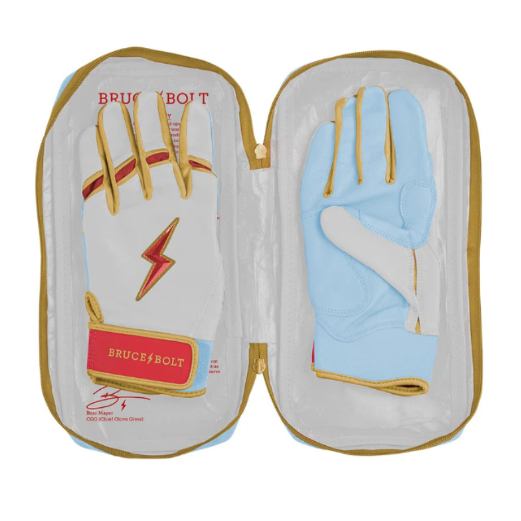 BRUCE BOLT ブルースボルト バッティンググローブ ショートカフ - White/Red/Gold