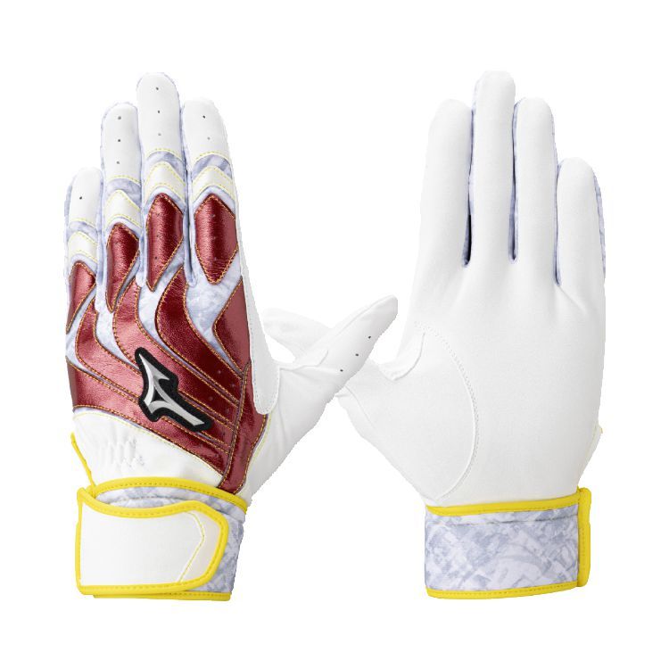 ミズノ Mizuno バッティンググローブ レッド×ホワイト×イエロー 一般 1EJEA562 -刺繍対応