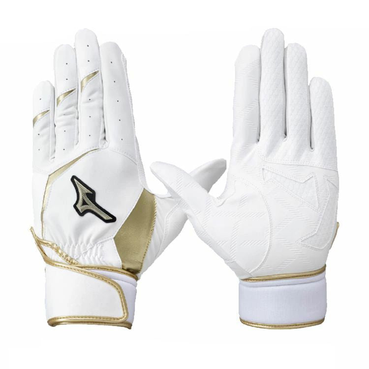 ミズノグローバルエリート Mizuno Global Elite バッティンググローブ ホワイト×ゴールド 一般 1EJEA275 -刺繍対応