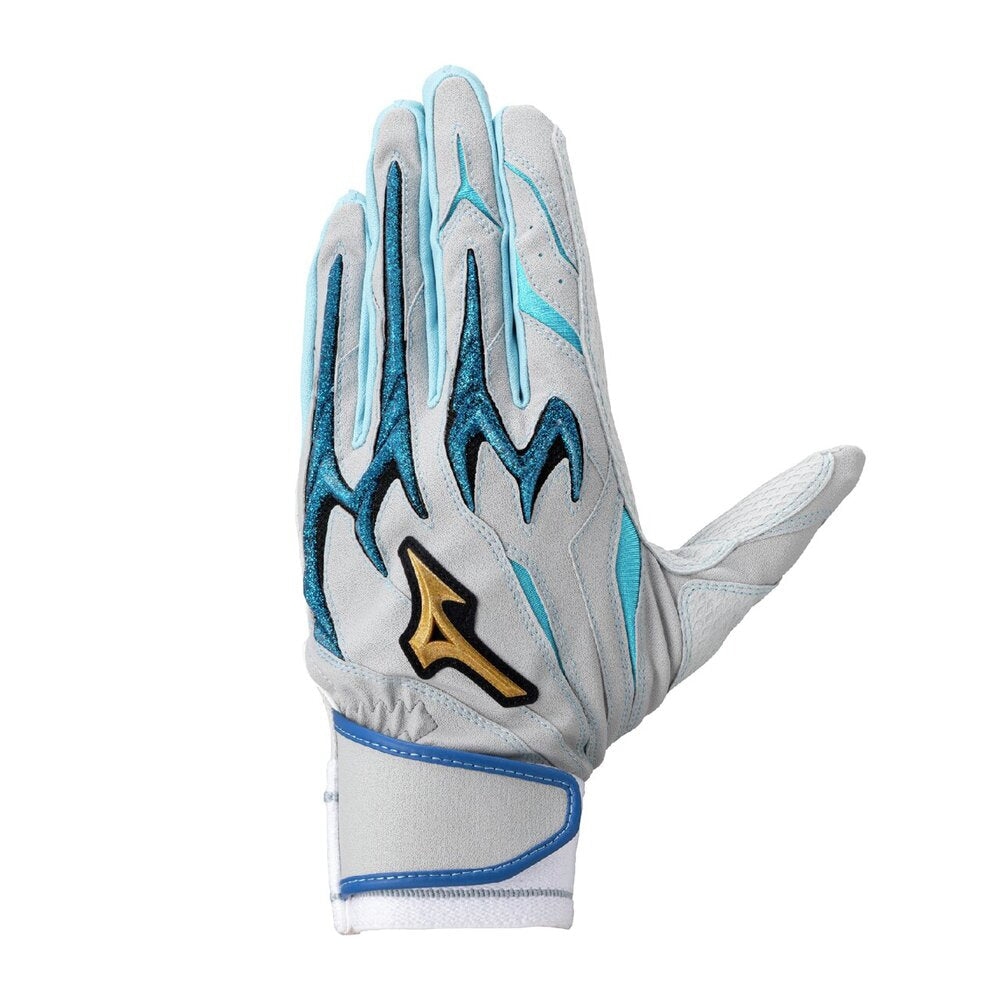 ミズノプロ MizunoPro バッティンググローブ グレー×ブルー×スカイブルー 一般  1EJEA566 -刺繍対応