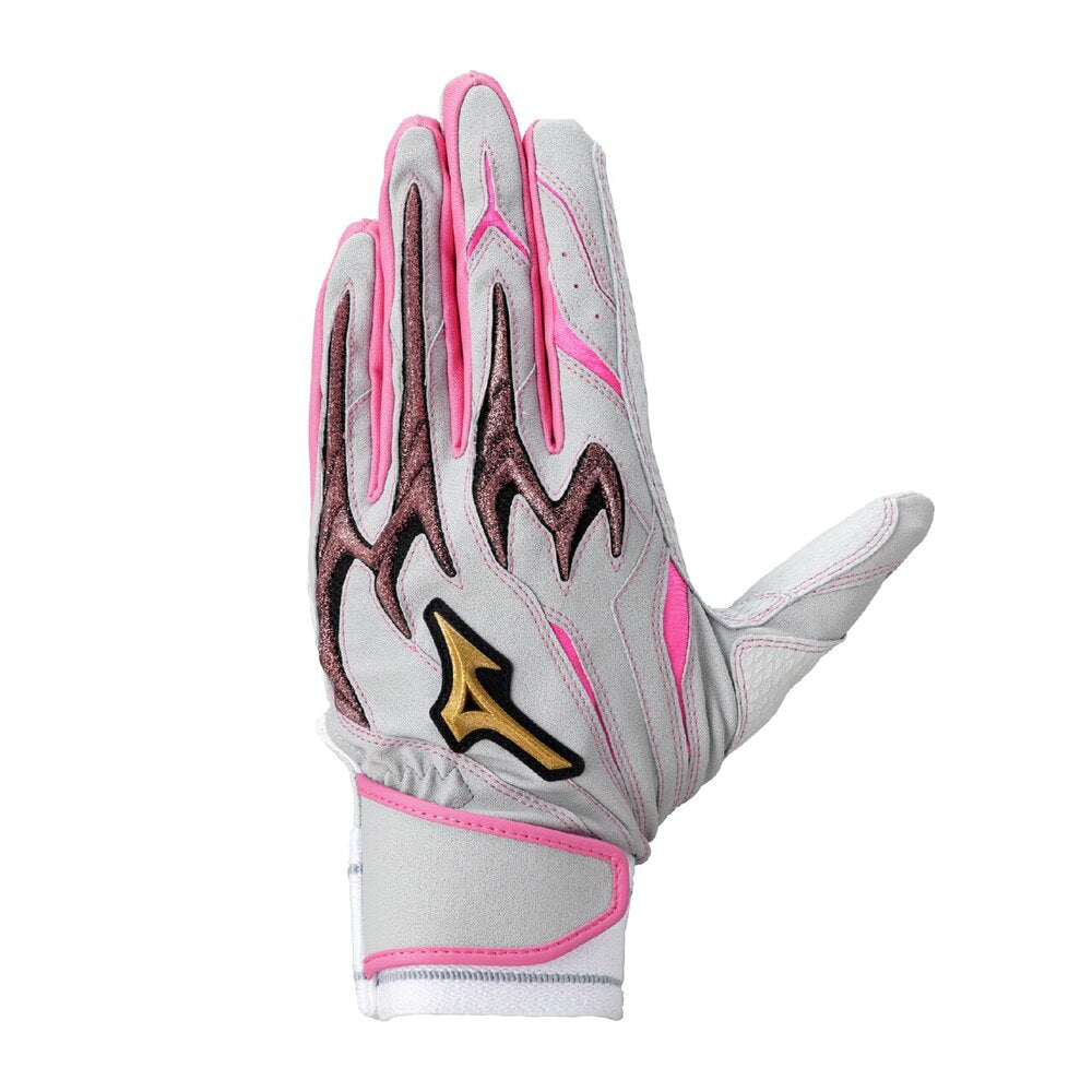 ミズノプロ MizunoPro バッティンググローブ グレー×ピンク×ピンク 一般  1EJEA566 -刺繍対応